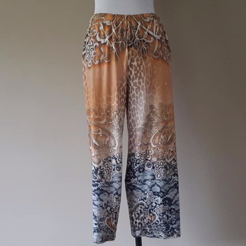 Lounge Set Leopard Print V Neck Elastic Pants Sm - image 3